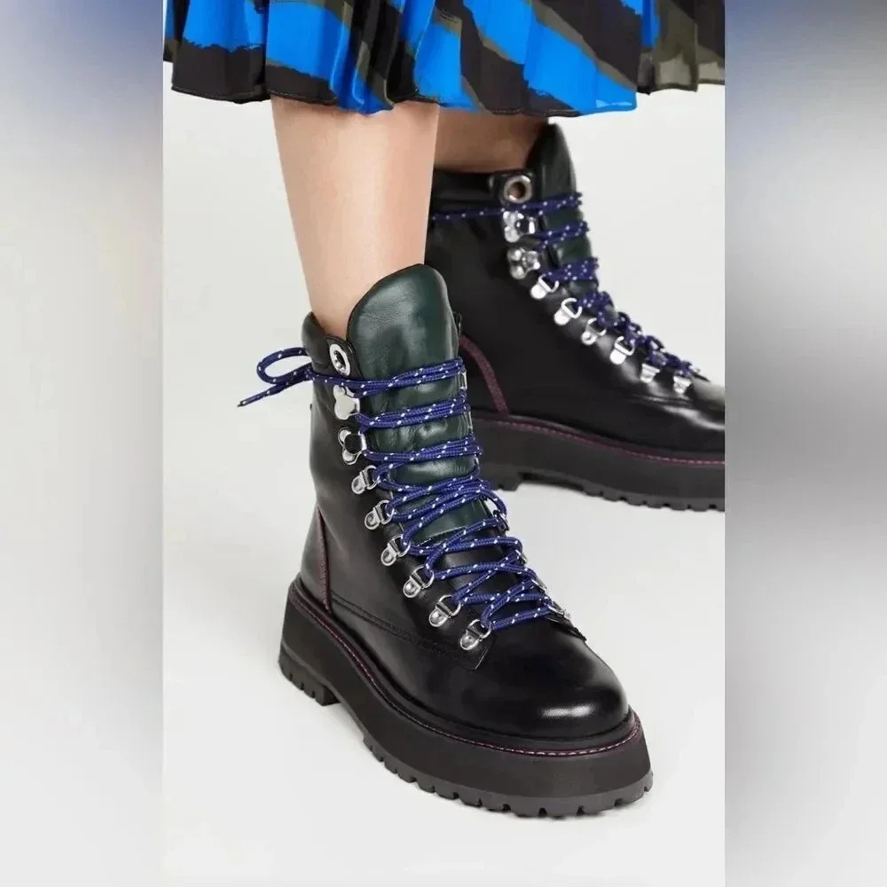 Larroude Leather Combat Boots Size‎ 5